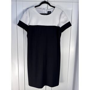Adrianna Papell Colorblock Dress Black White Sheath Career Cocktail Size 16